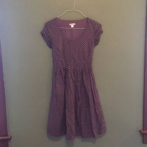 Garnet Hill Purple Polka Dot Midi Dress